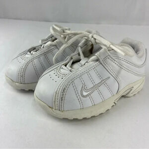 Nike 312913-111 7.5C Youth White Athletic Shoes Lace Up Swoosh